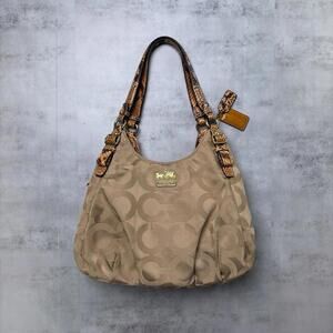 Y2K Brown Coach Signature C Monogram Snake Strap Shoulder Bag